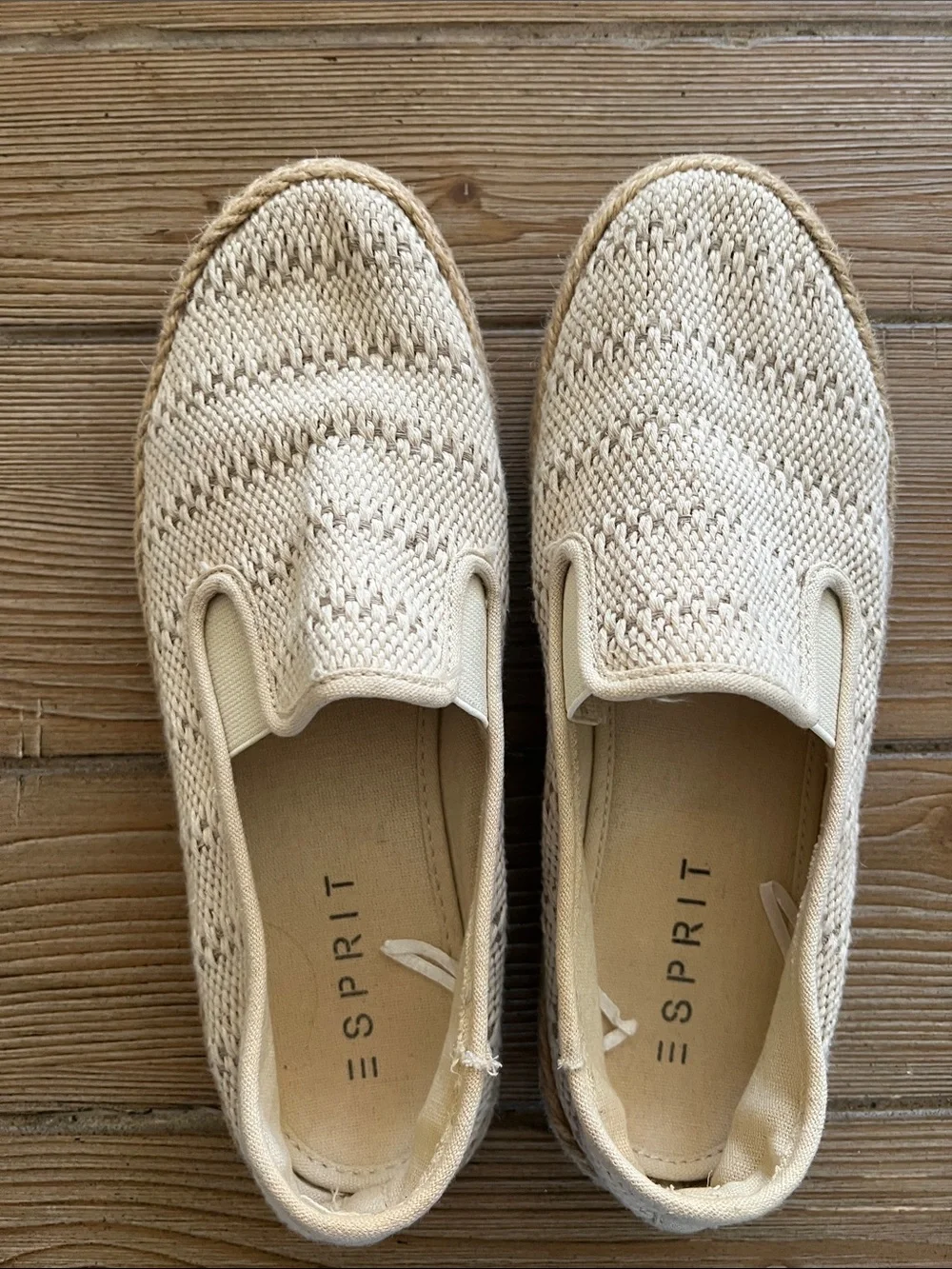 Esprit Cream Knit Slip-On Espadrille Flats